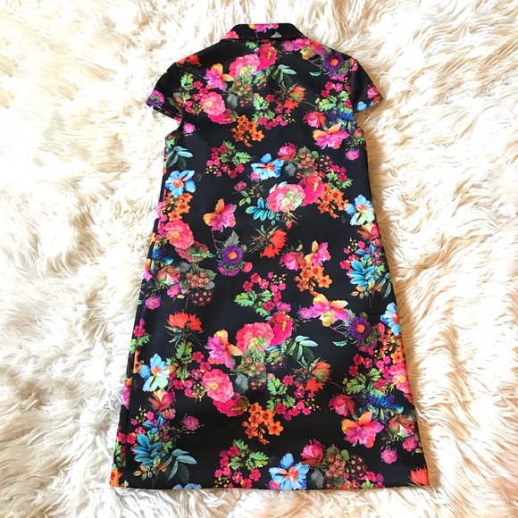 Betsy Johnson Black Floral Print Shirt Dress - Picture 7 of 7